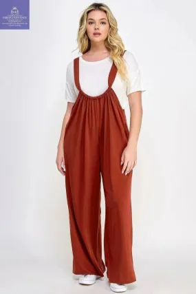 French Terry Wide Leg Jumpsuit Overalls