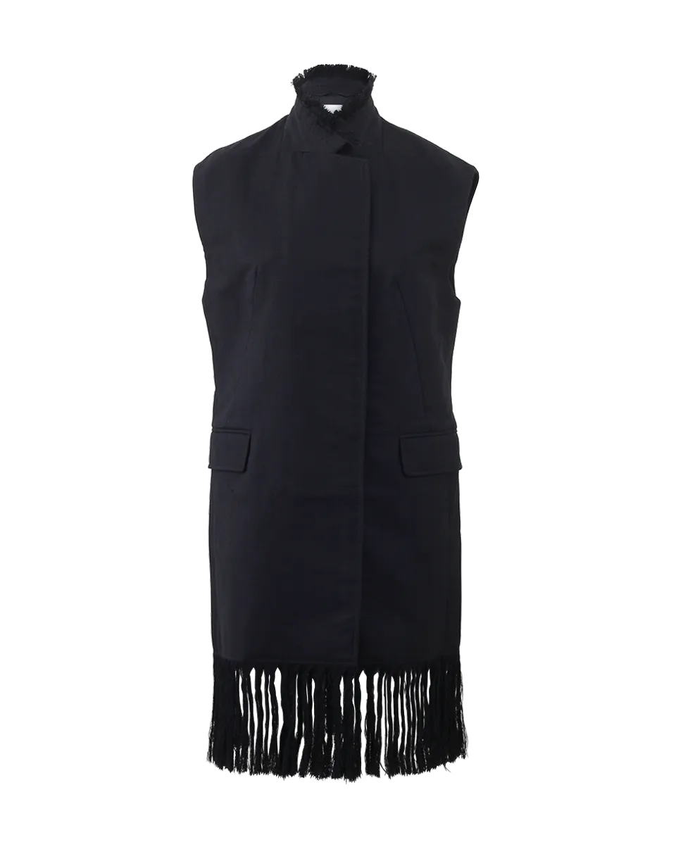 Fringed Hem Long Vest