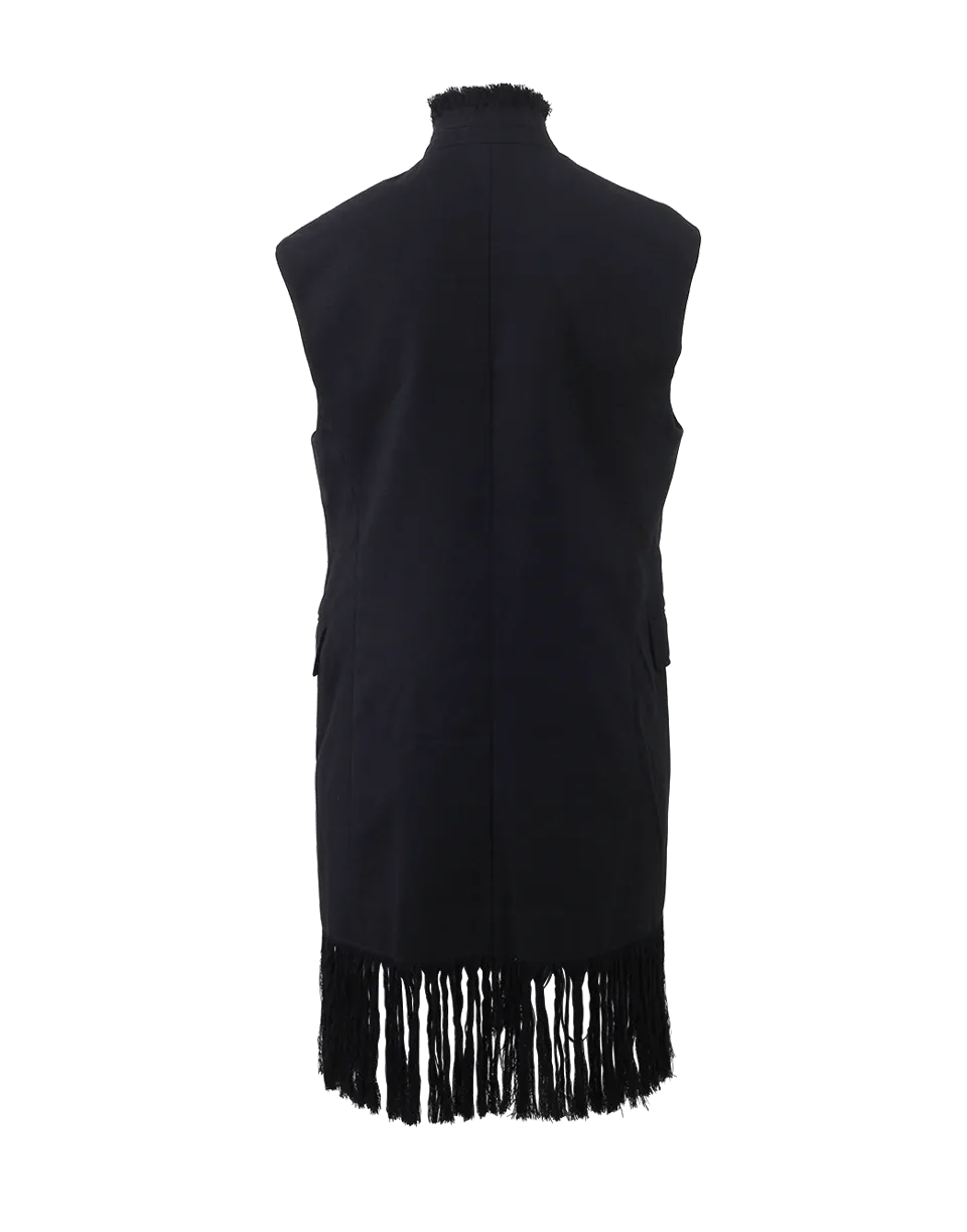 Fringed Hem Long Vest