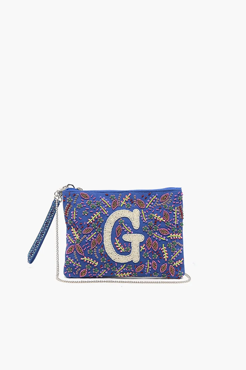 G Initial Embellished Pouch with Coin  Bag