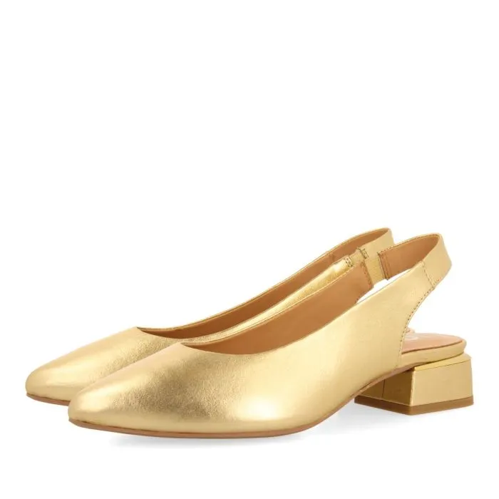 GOLD LEATHER BALLERINAS WITH 3CM HEELS