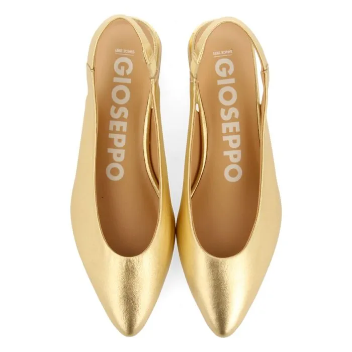 GOLD LEATHER BALLERINAS WITH 3CM HEELS