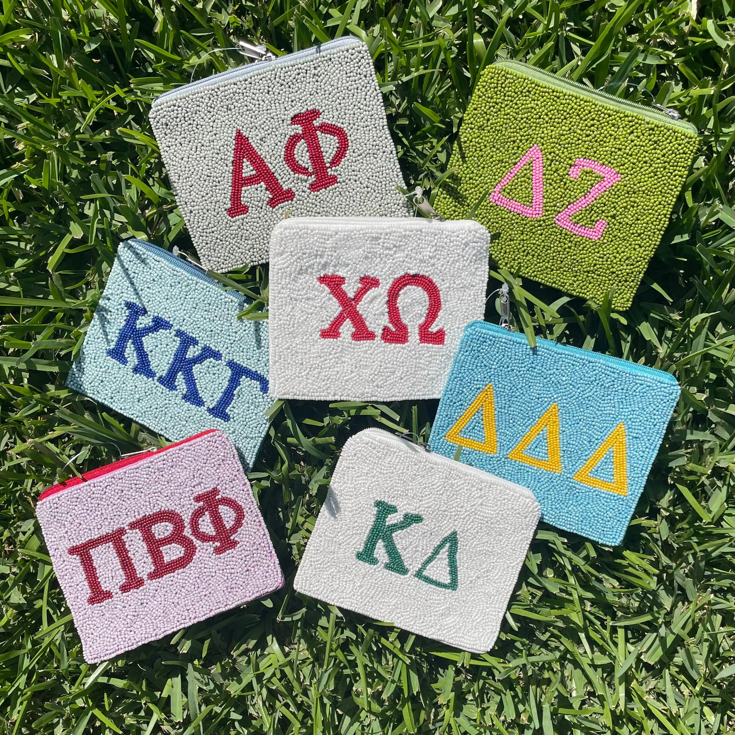 KAPPA DELTA SORORITY BEADED POUCH