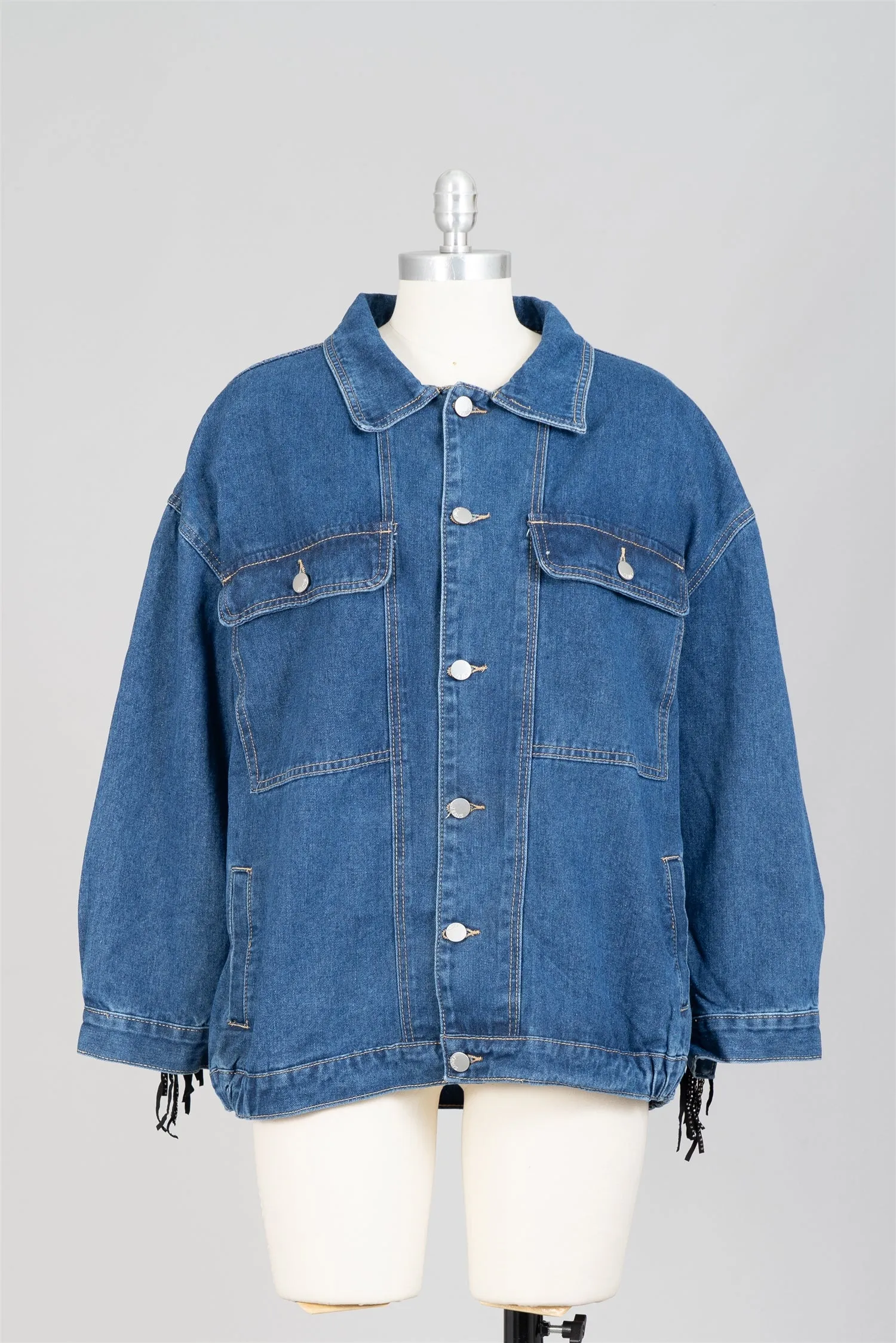 KaraChic CHH23048 Denim Fringe Jacket