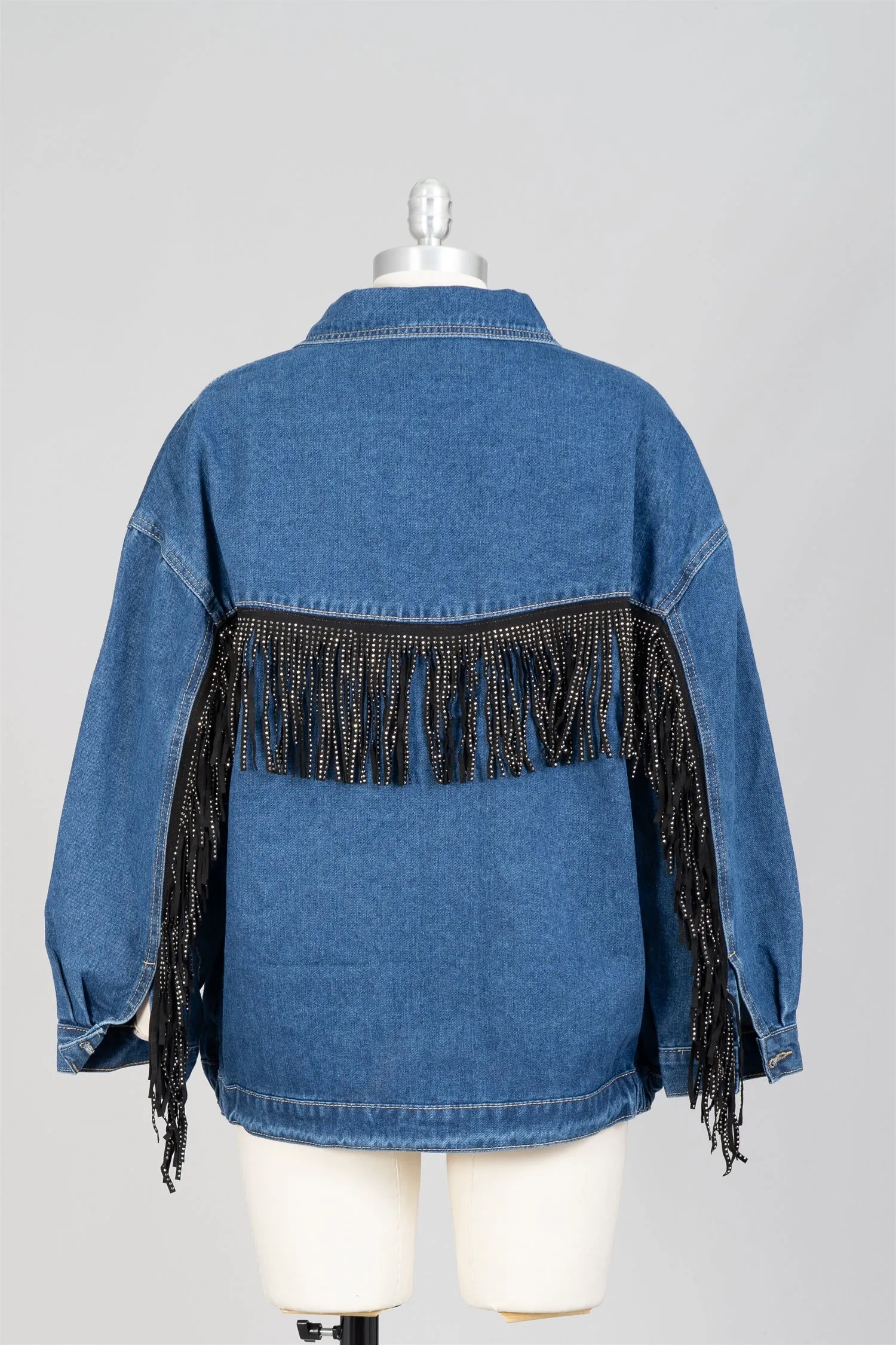 KaraChic CHH23048 Denim Fringe Jacket