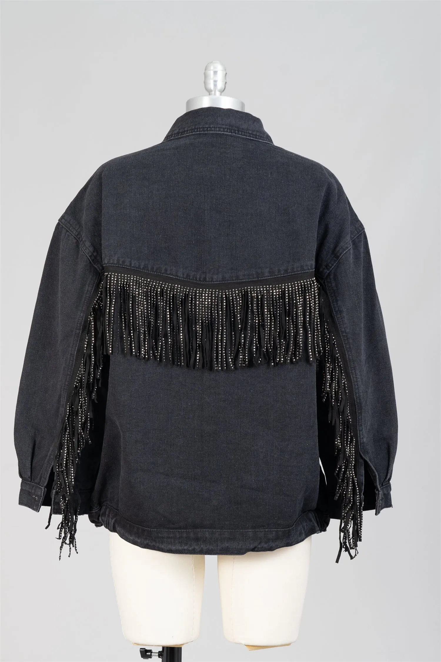 KaraChic CHH23048 Denim Fringe Jacket