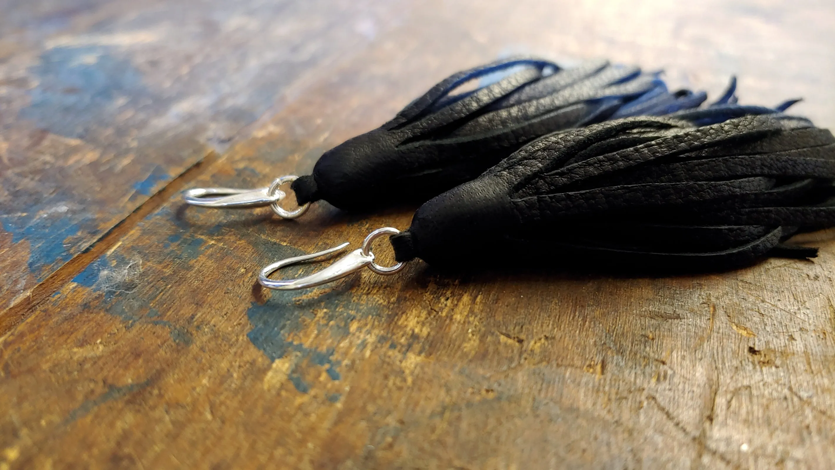 Kimani BABY 3.5" Long Leather Tassel Earrings - SS1101-BB