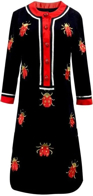 Ladybug Embroidered Mini Dress