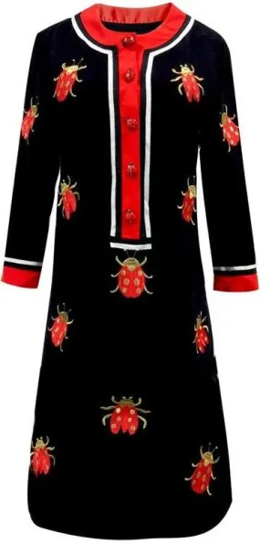 Ladybug Embroidered Mini Dress