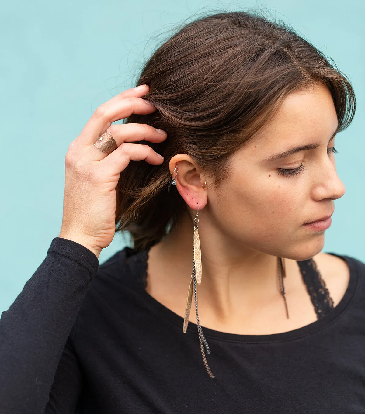 Metal Feather Earrings