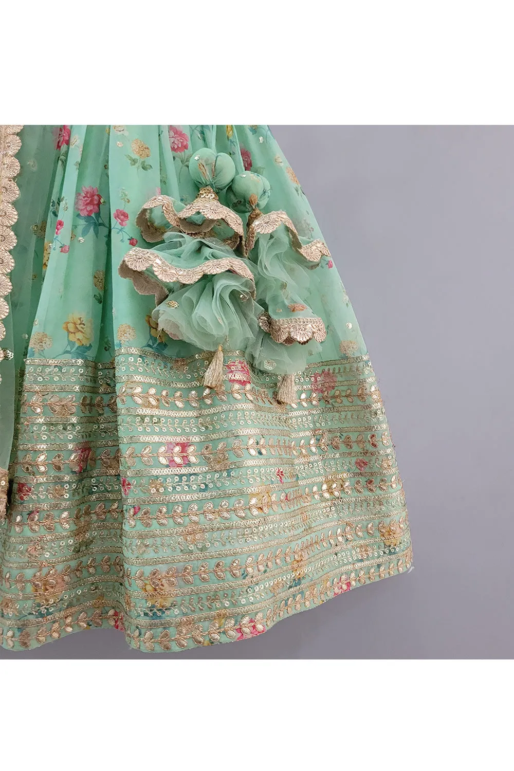 Mint Green Embroidered Pleated Anarkali Set