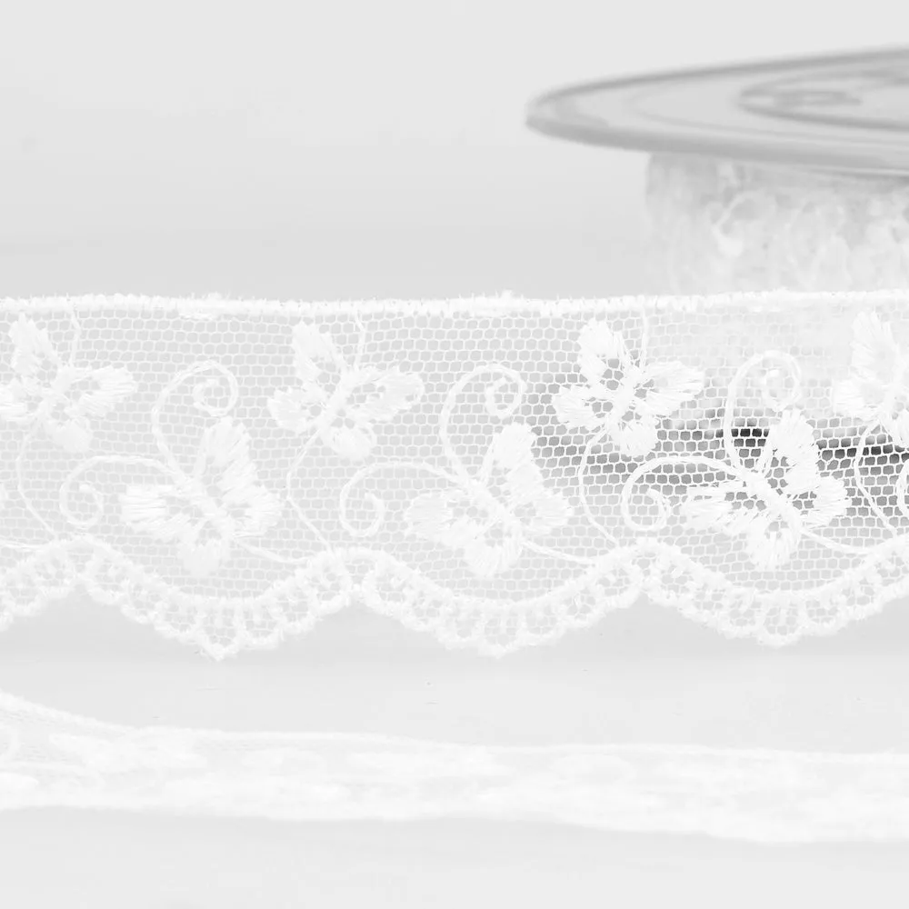 Narrow Butterfly Embroidered Tulle Lace 3536 35MM