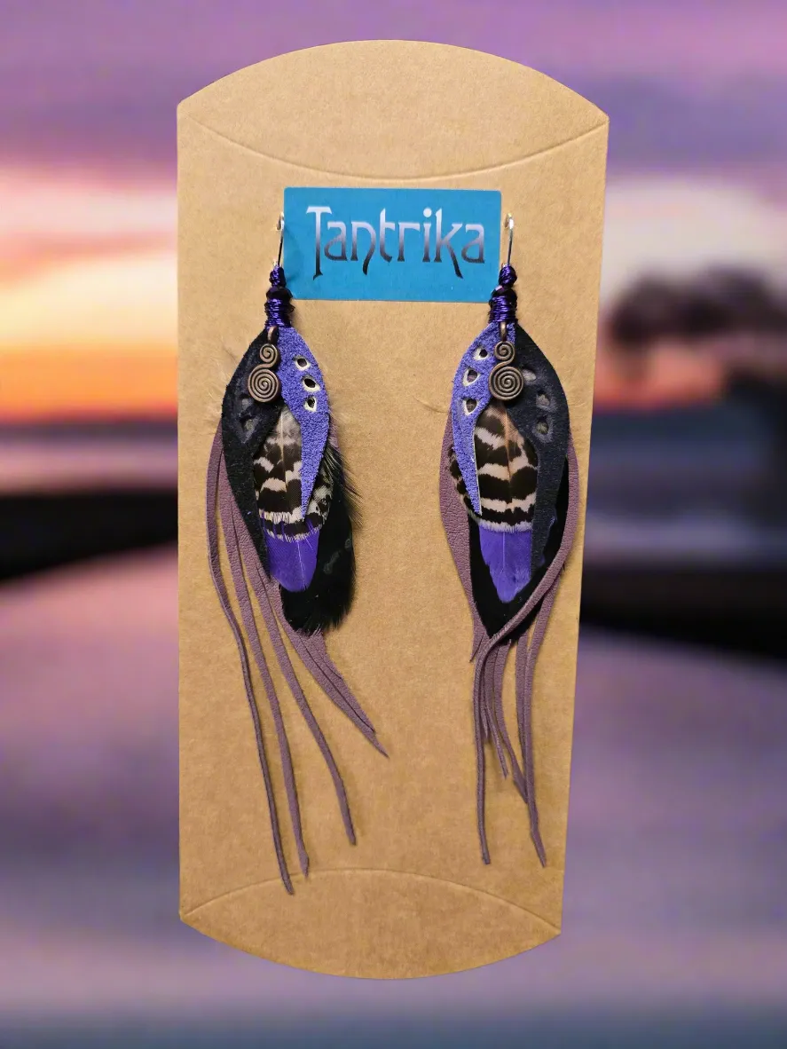 "Harper" Feather & Leather Earrings