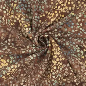 Rayon Batik Prints - Brown Bark Gardenista Vine Rayon Batik Fabric