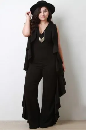 Ruffle Sides Wide Leg Jumpsuit