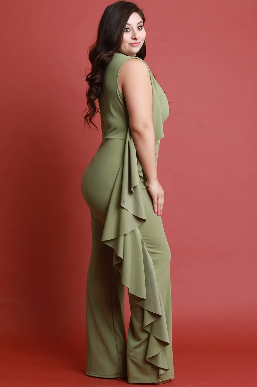 Ruffle Sides Wide Leg Jumpsuit