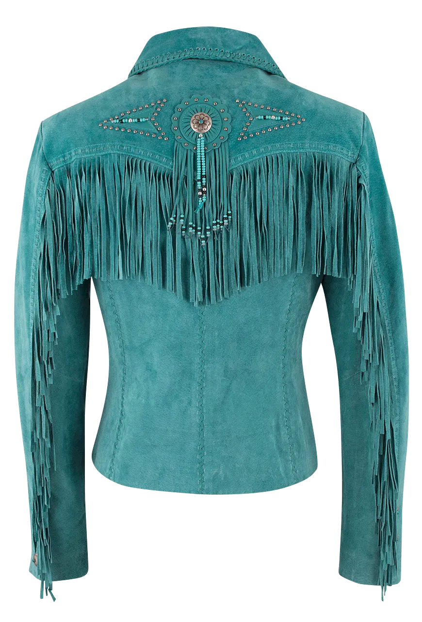 Scully Fawn Fringe Jacket - Turquoise