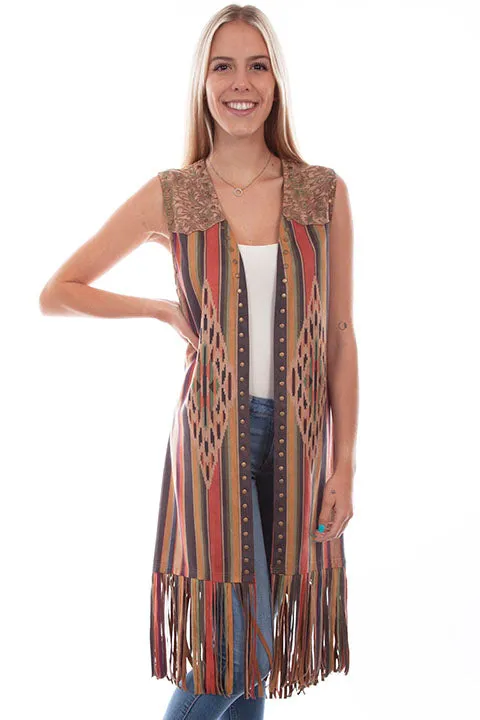 Scully Microfiber Long Serape Print Vest