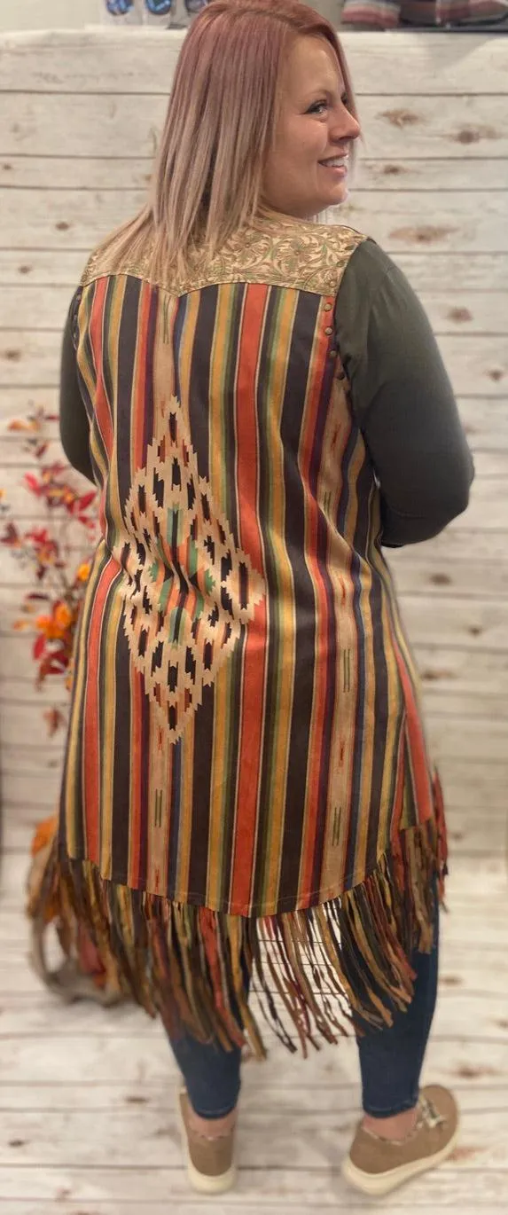 Scully Microfiber Long Serape Print Vest