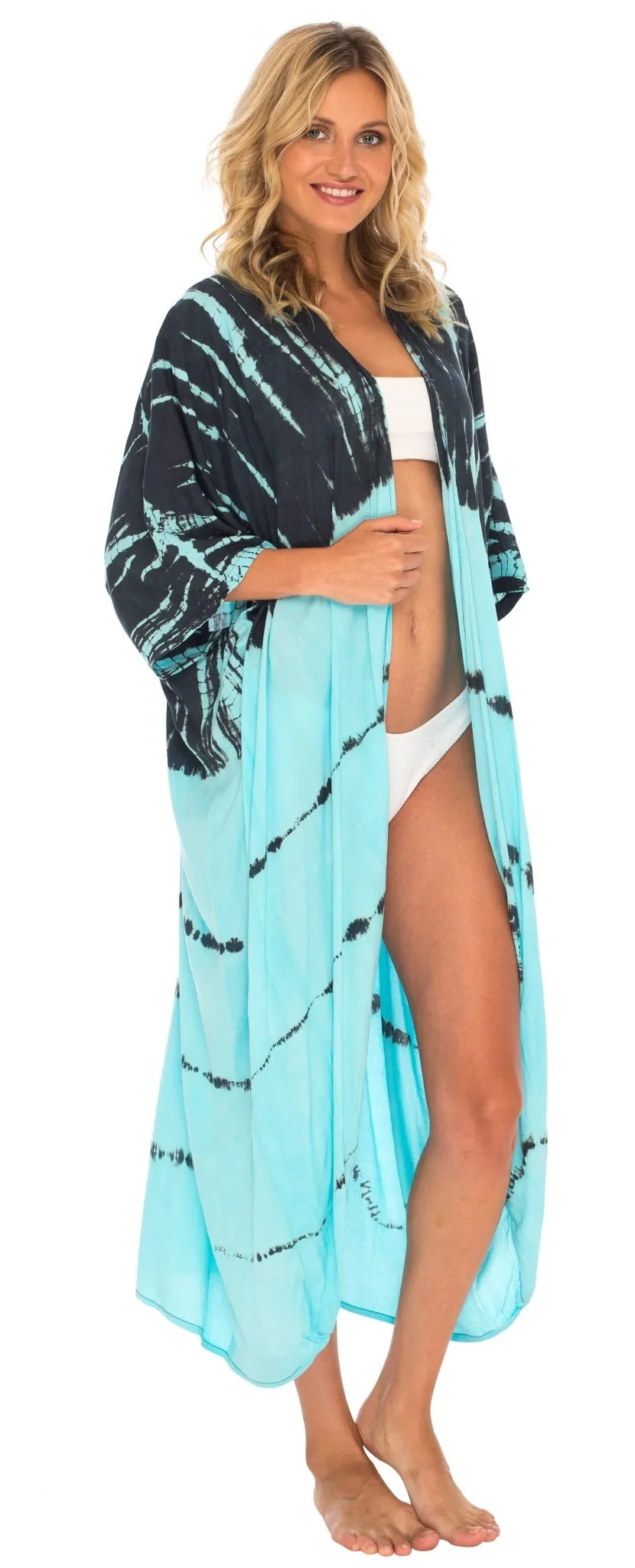 SHU-SHI Plus Size Tie Dye Kimono Cardigans for Women - Oversized Swimsuit Beach Cover Ups