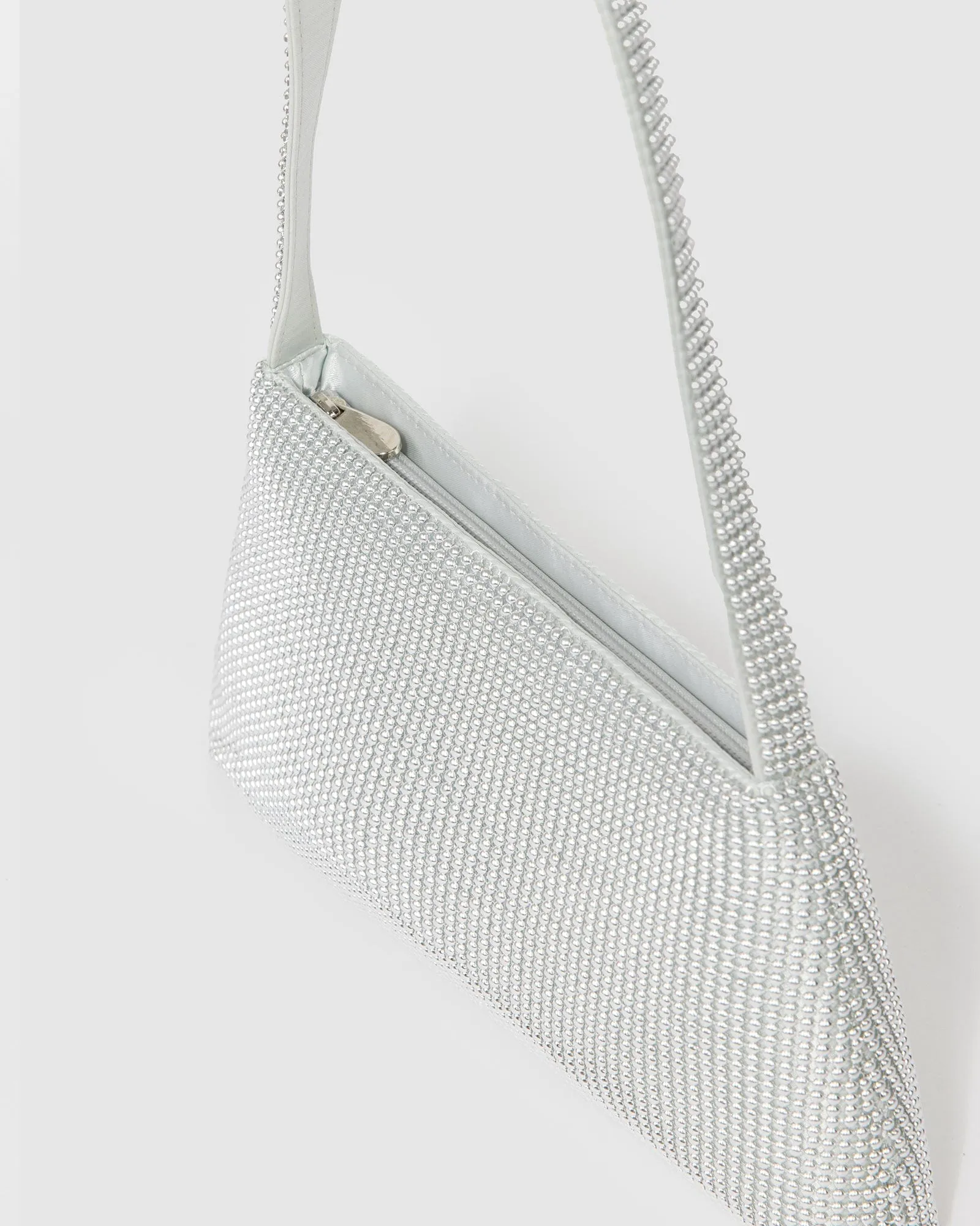 Silver Joanna Beaded Shoulder Bag