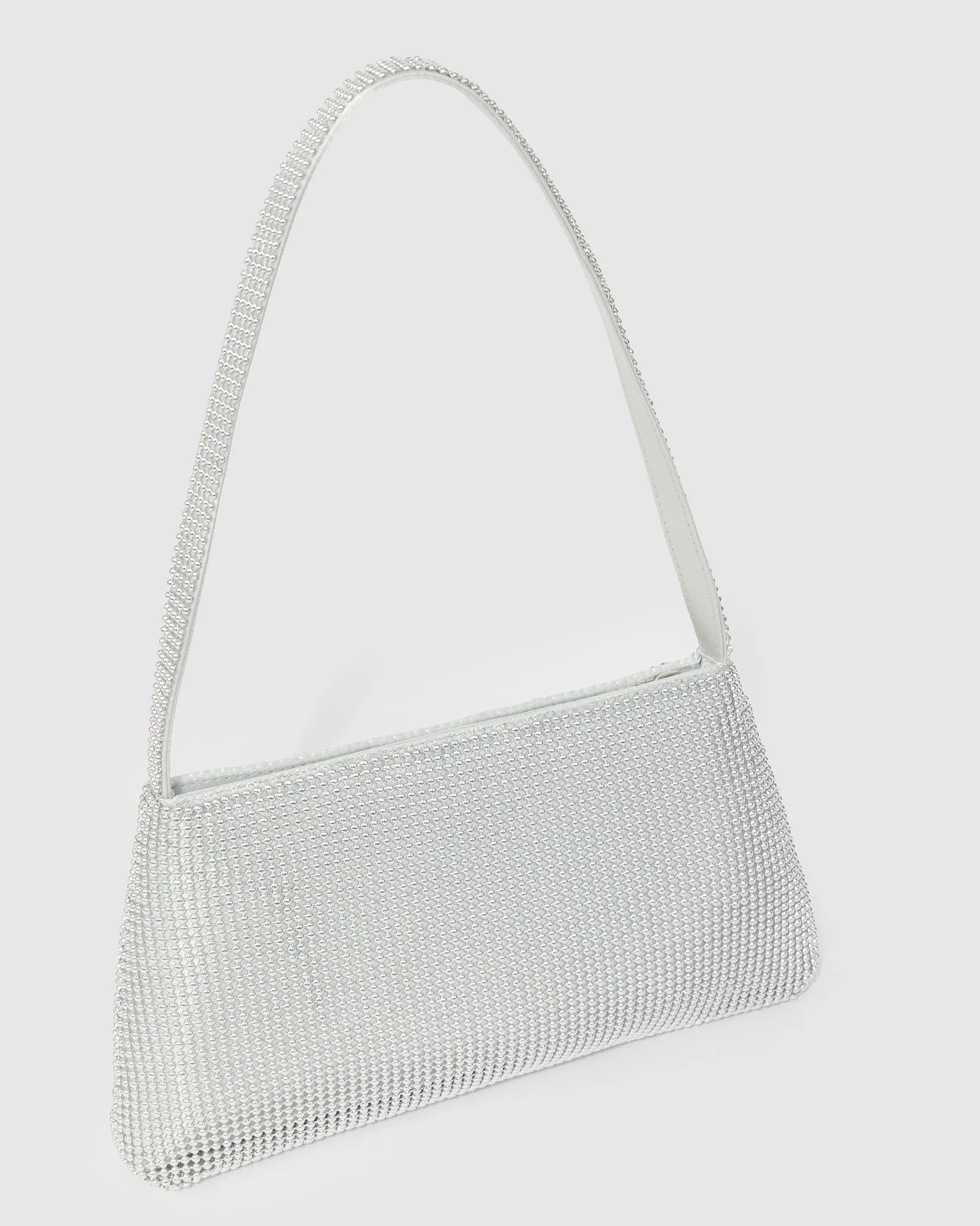 Silver Joanna Beaded Shoulder Bag