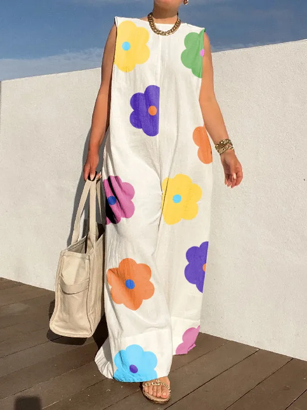 Sleeveless Wide Leg Floral Printed Jumpsuits