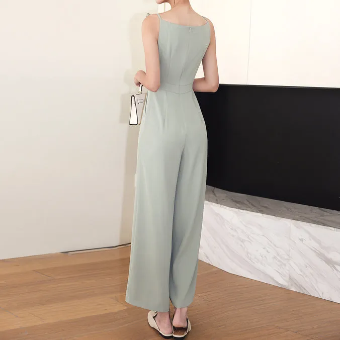 Slim High Waist Bow Wide Leg Jumpsuit