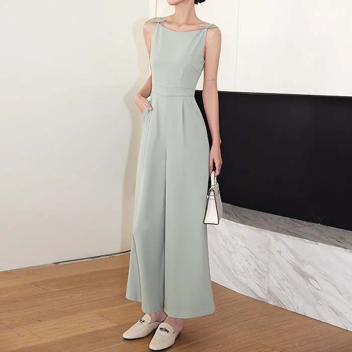 Slim High Waist Bow Wide Leg Jumpsuit