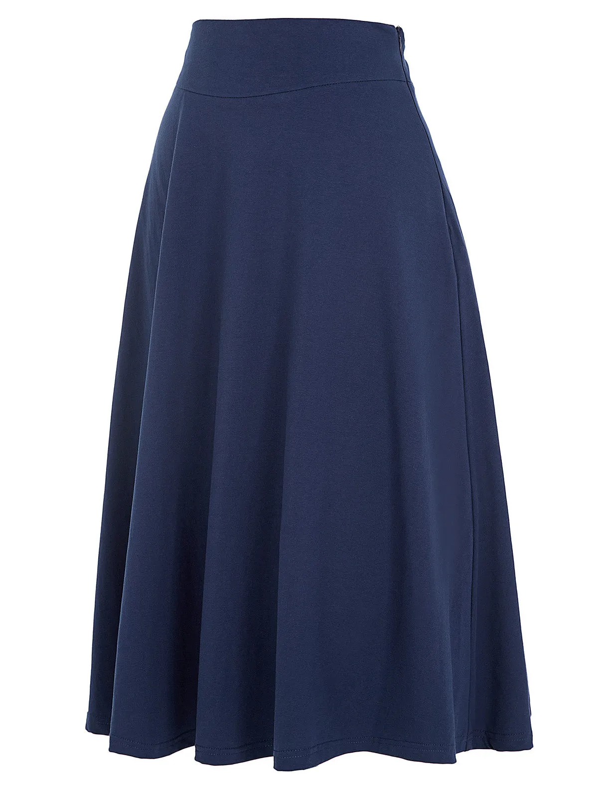 Stretchy Cotton High Waist A-line Flared Skirt Midi Skirt