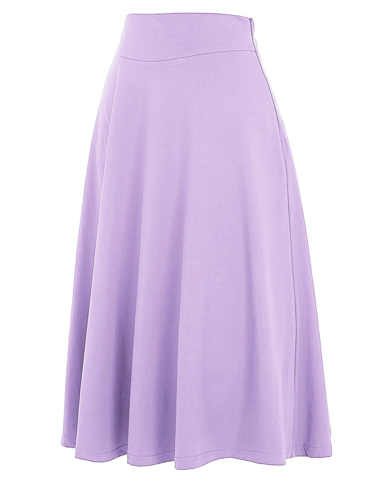 Stretchy Cotton High Waist A-line Flared Skirt Midi Skirt