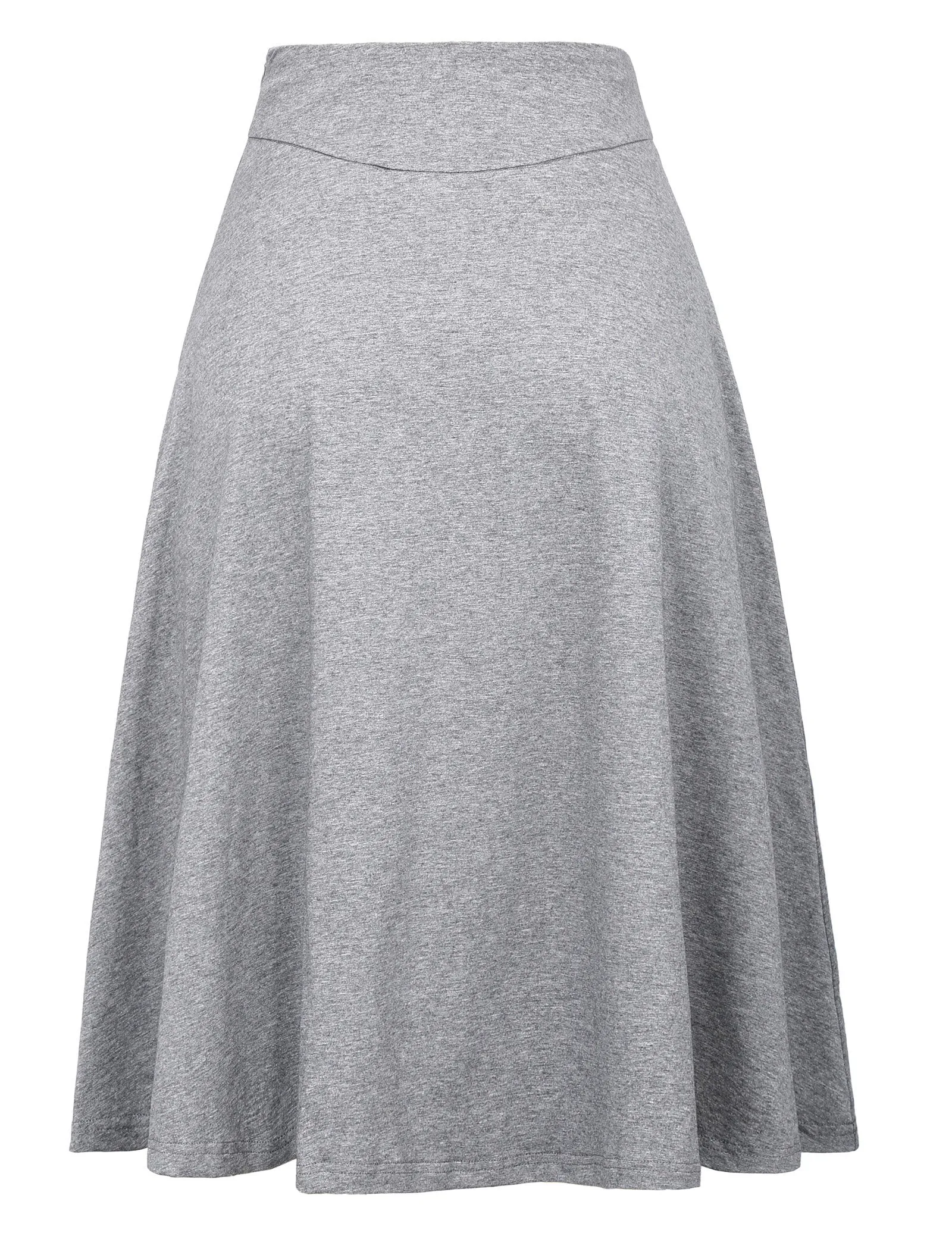 Stretchy Cotton High Waist A-line Flared Skirt Midi Skirt