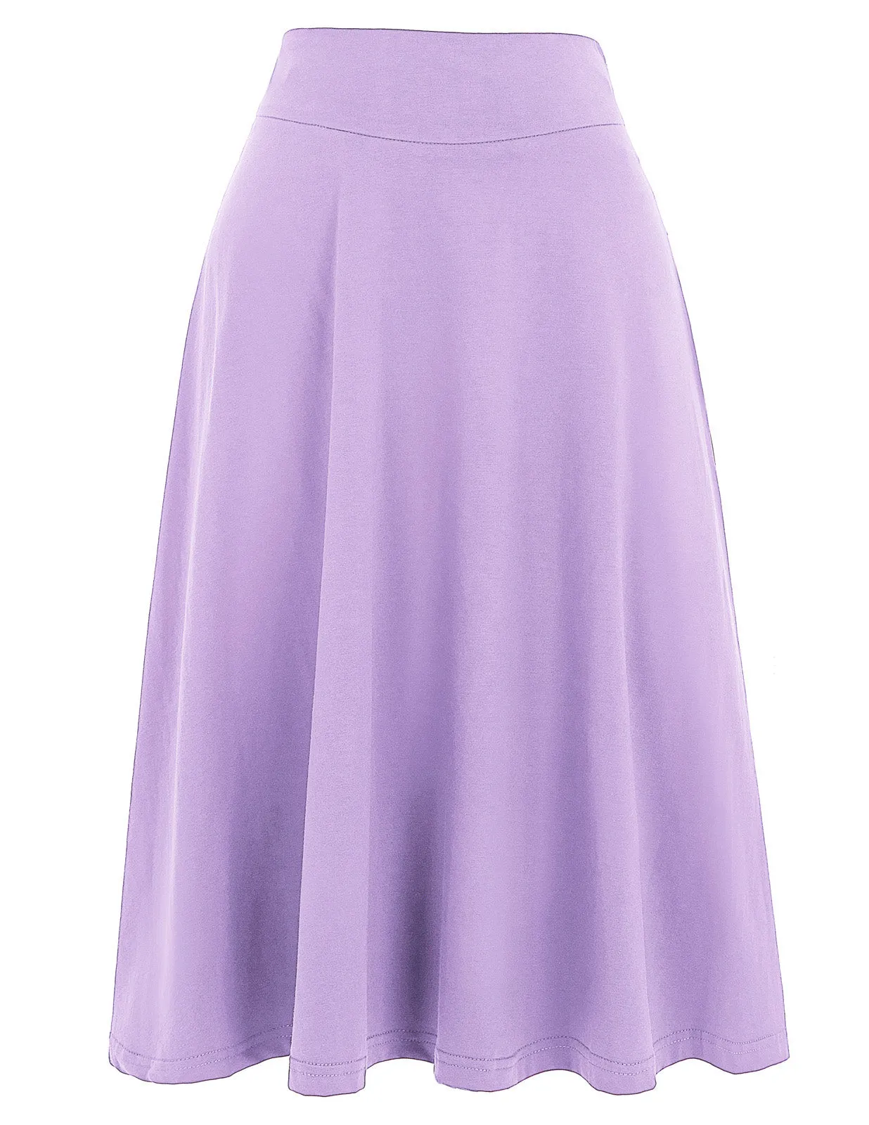 Stretchy Cotton High Waist A-line Flared Skirt Midi Skirt