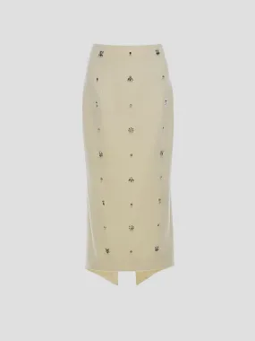 Thalia Gem-Embellished Midi Skirt in Yellow