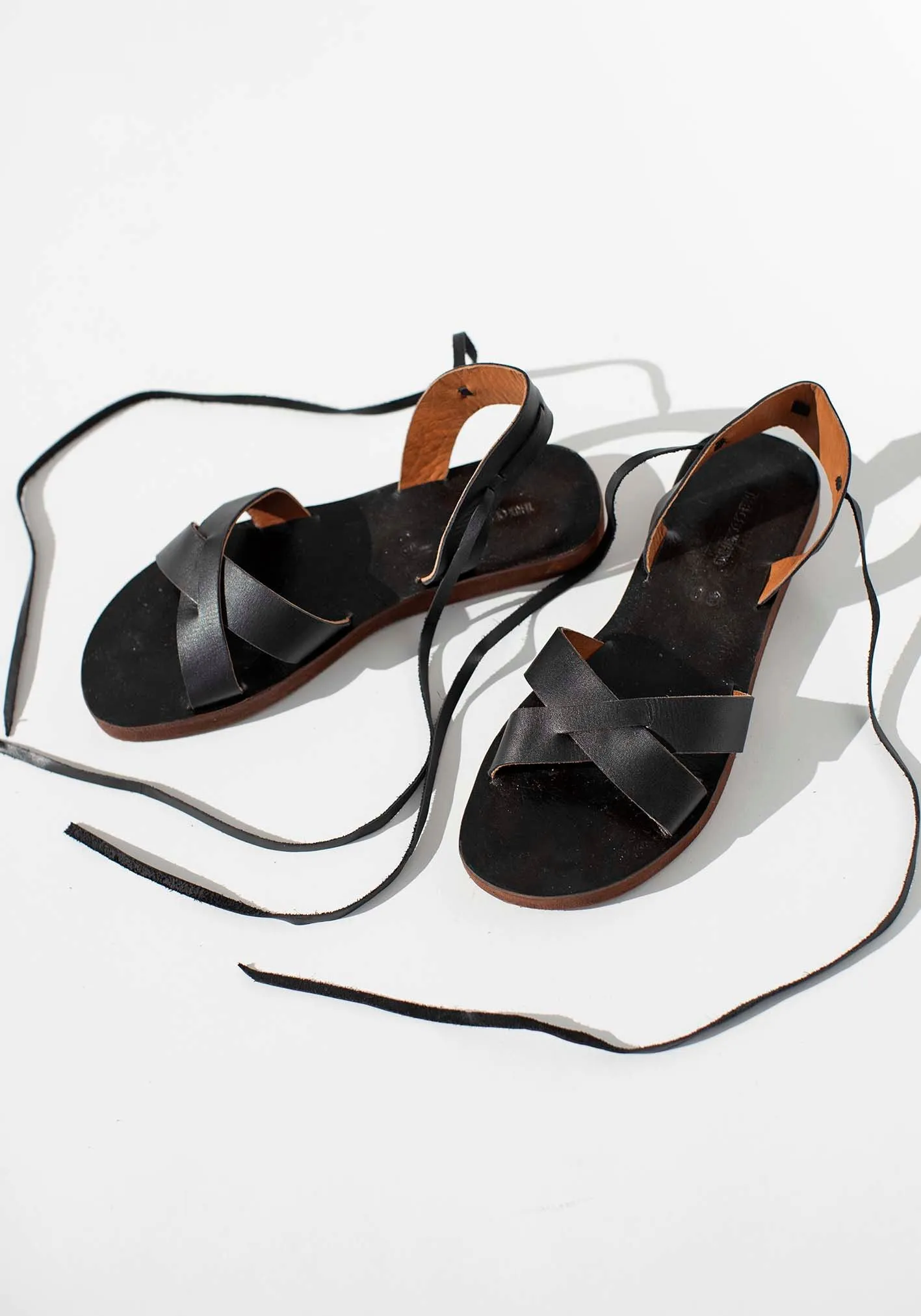 Venice Black Tie Leather Sandal