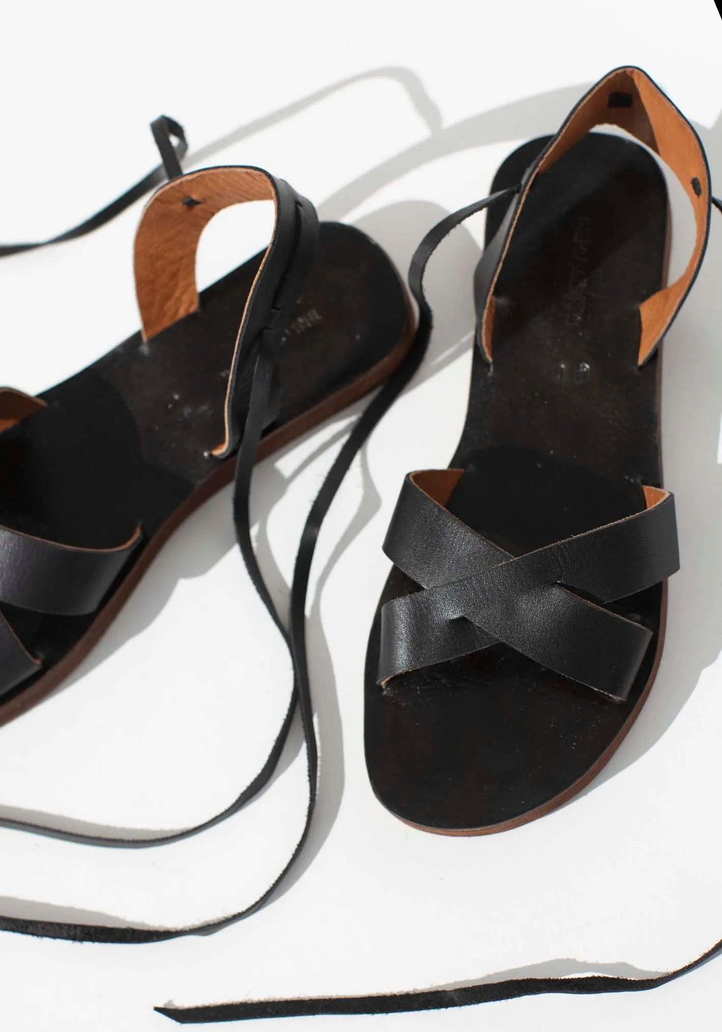 Venice Black Tie Leather Sandal