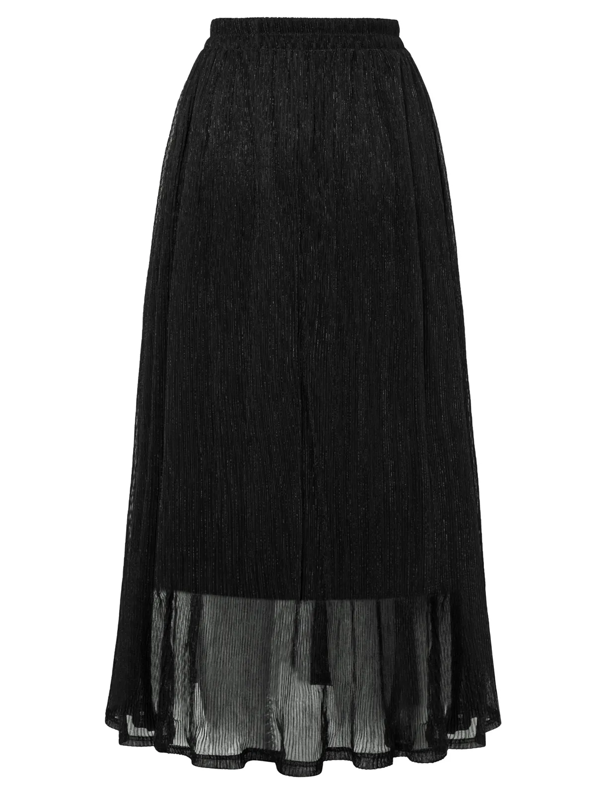 Women High Slit Swing Skirt Casual Elastic High Waist Maxi Skirt