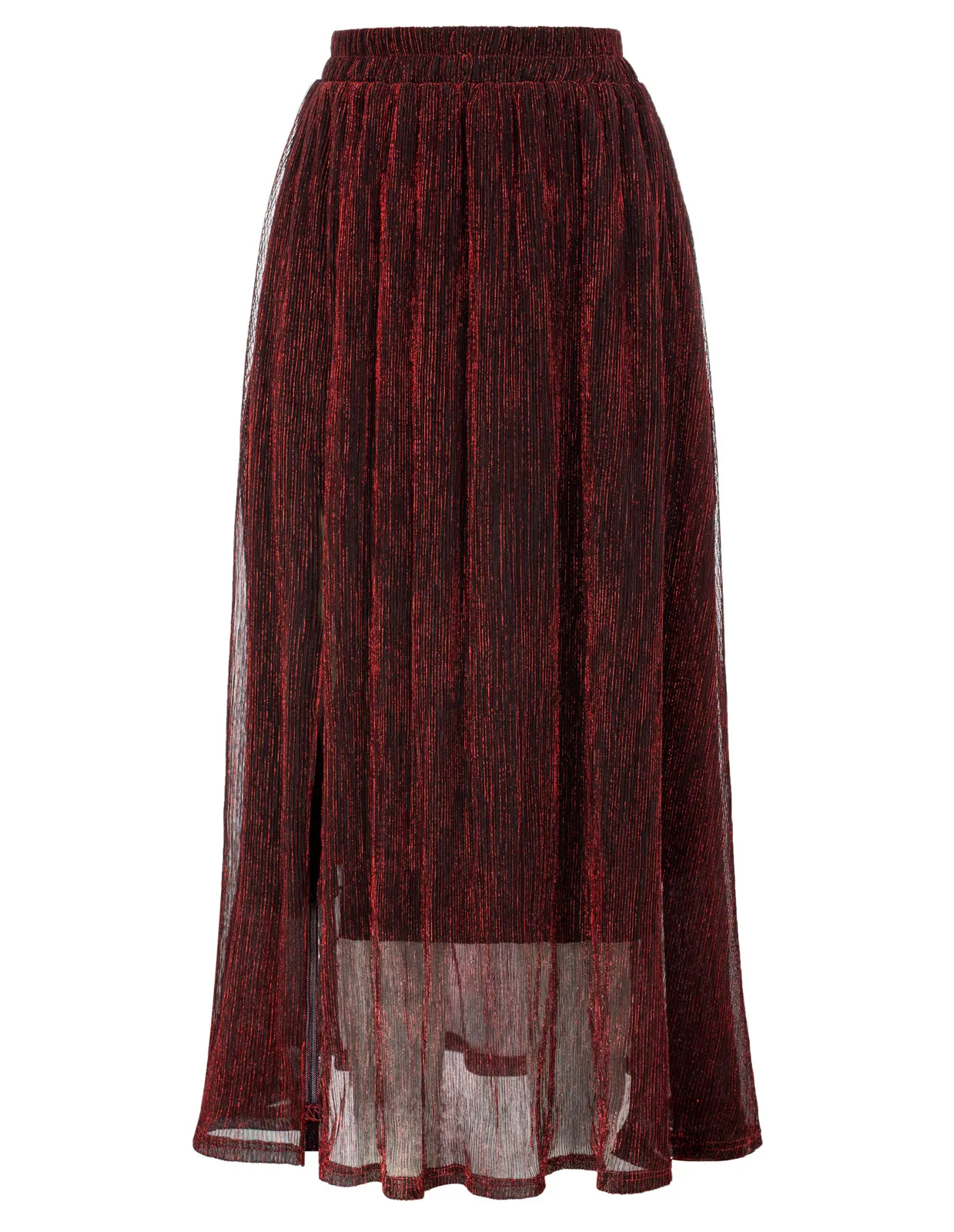 Women High Slit Swing Skirt Casual Elastic High Waist Maxi Skirt